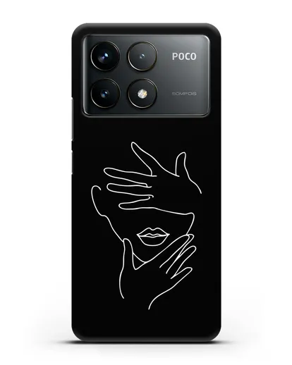 Чехол с рисунком одной линией Лицо девушки силиконовый для Xiaomi Poco F6 Pro