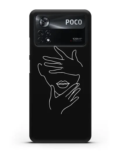 Чехол с рисунком одной линией Лицо девушки силиконовый для Xiaomi Poco X4 Pro