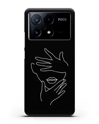 Чехол с рисунком одной линией Лицо девушки силиконовый для Xiaomi Poco X6 Pro