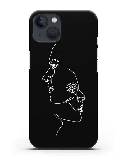 Чехол с рисунком одной линией Мужчина и женщина силиконовый для iPhone 13