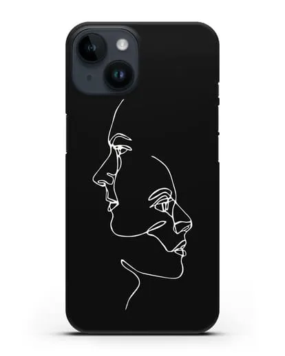 Чехол с рисунком одной линией Мужчина и женщина силиконовый для iPhone 14