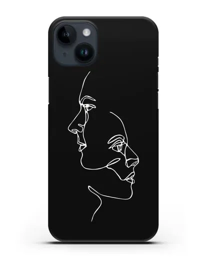 Чехол с рисунком одной линией Мужчина и женщина силиконовый для iPhone 14 Plus