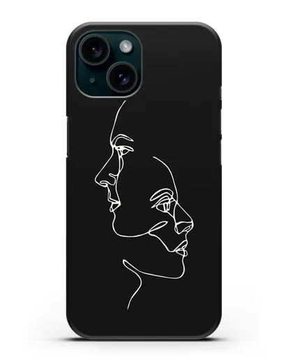 Чехол с рисунком одной линией Мужчина и женщина силиконовый для iPhone 15