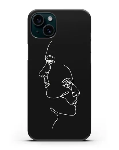 Чехол с рисунком одной линией Мужчина и женщина силиконовый для iPhone 15 Plus