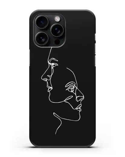 Чехол с рисунком одной линией Мужчина и женщина силиконовый для iPhone 15 Pro Max