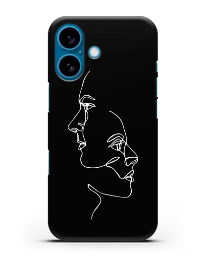 Чехол с рисунком одной линией Мужчина и женщина силиконовый для iPhone 16