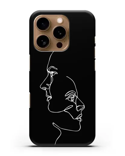 Чехол с рисунком одной линией Мужчина и женщина силиконовый для iPhone 16 Pro