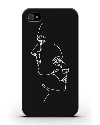 Чехол с рисунком одной линией Мужчина и женщина силиконовый для iPhone 4/4s