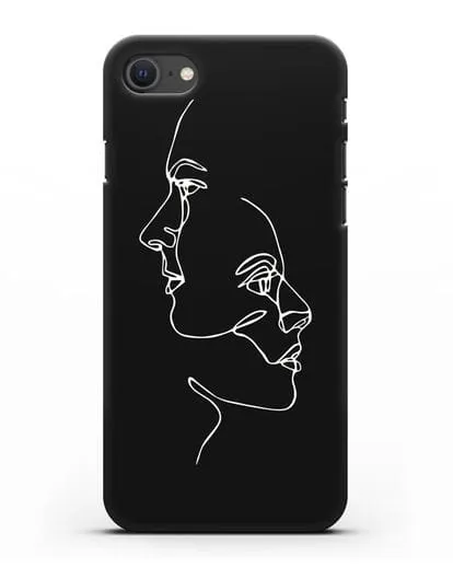 Чехол с рисунком одной линией Мужчина и женщина силиконовый для iPhone SE 2020