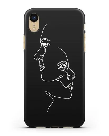 Чехол с рисунком одной линией Мужчина и женщина силиконовый для iPhone XR