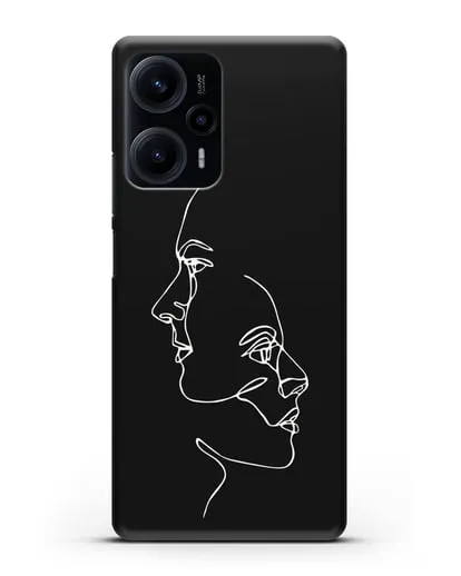 Чехол с рисунком одной линией Мужчина и женщина силиконовый для Xiaomi Poco F5