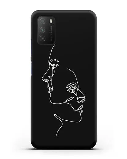 Чехол с рисунком одной линией Мужчина и женщина силиконовый для Xiaomi Poco M3