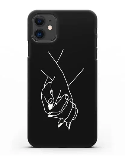 Чехол с рисунком одной линией Руки влюбленных силиконовый для iPhone 11