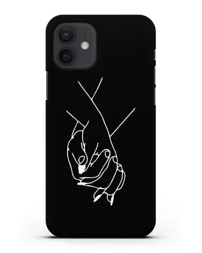 Чехол с рисунком одной линией Руки влюбленных силиконовый для iPhone 12