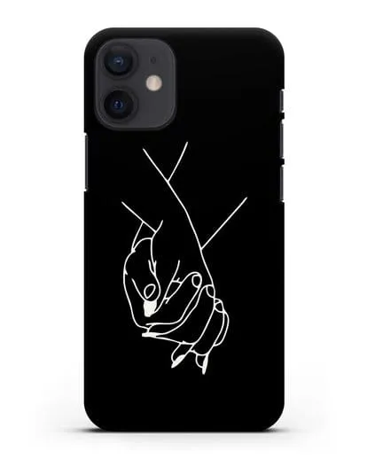 Чехол с рисунком одной линией Руки влюбленных силиконовый для iPhone 12 mini