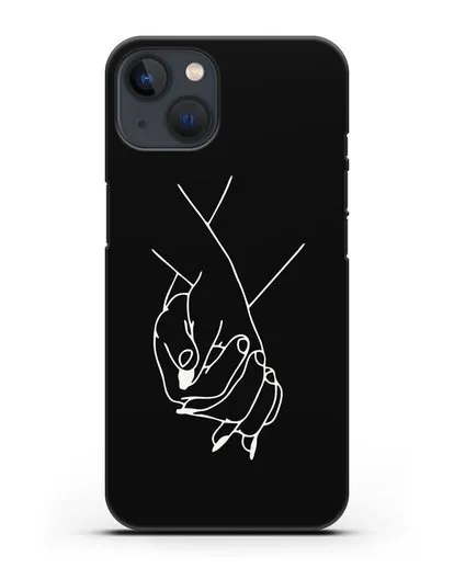 Чехол с рисунком одной линией Руки влюбленных силиконовый для iPhone 13 Mini