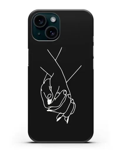 Чехол с рисунком одной линией Руки влюбленных силиконовый для iPhone 15