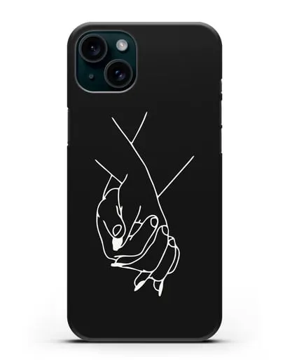Чехол с рисунком одной линией Руки влюбленных силиконовый для iPhone 15 Plus