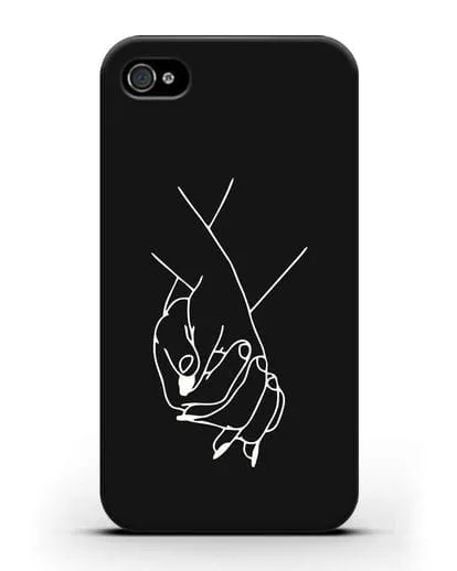 Чехол с рисунком одной линией Руки влюбленных силиконовый для iPhone 4/4s