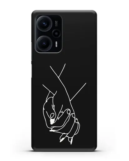 Чехол с рисунком одной линией Руки влюбленных силиконовый для Xiaomi Poco F5