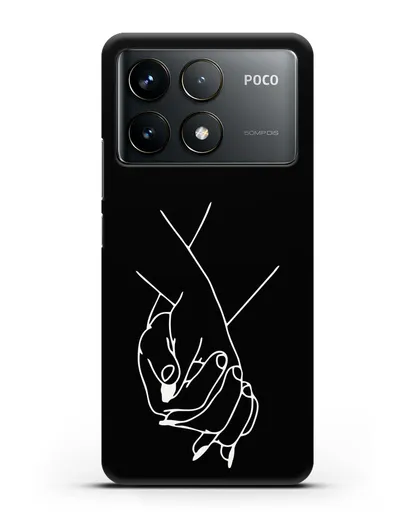 Чехол с рисунком одной линией Руки влюбленных силиконовый для Xiaomi Poco F6 Pro