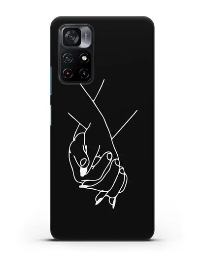 Чехол с рисунком одной линией Руки влюбленных силиконовый для Xiaomi Poco M4 Pro 5G