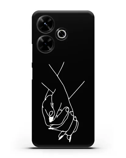 Чехол с рисунком одной линией Руки влюбленных силиконовый для Xiaomi Poco M6