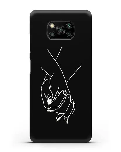 Чехол с рисунком одной линией Руки влюбленных силиконовый для Xiaomi Poco X3 Pro