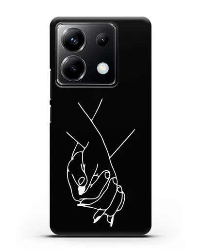 Чехол с рисунком одной линией Руки влюбленных силиконовый для Xiaomi Poco X6