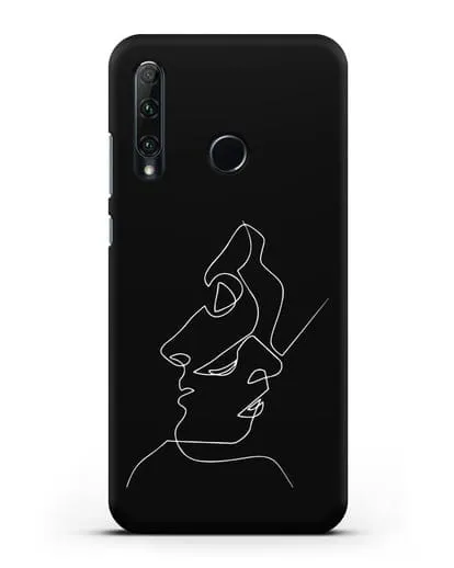 Чехол с рисунком одной линией Лица силиконовый для Honor 20e