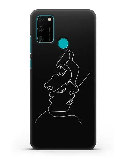 Чехол с рисунком одной линией Лица силиконовый для Honor 9A