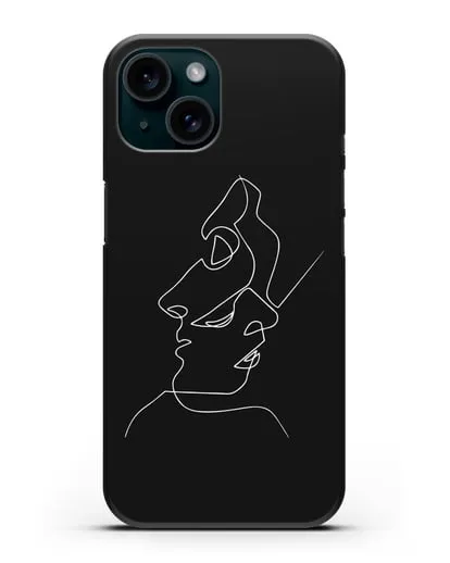 Чехол с рисунком одной линией Лица силиконовый для iPhone 15