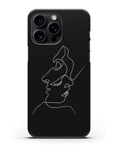 Чехол с рисунком одной линией Лица силиконовый для iPhone 15 Pro Max