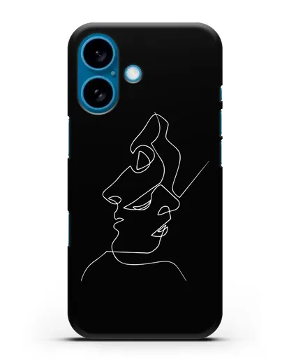 Чехол с рисунком одной линией Лица силиконовый для iPhone 16