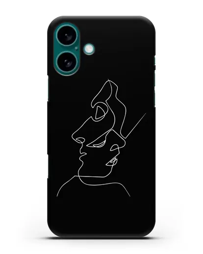 Чехол с рисунком одной линией Лица силиконовый для iPhone 16 Plus