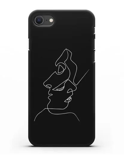Чехол с рисунком одной линией Лица силиконовый для iPhone SE 2020