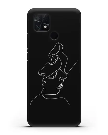 Чехол с рисунком одной линией Лица силиконовый для Xiaomi Poco C40