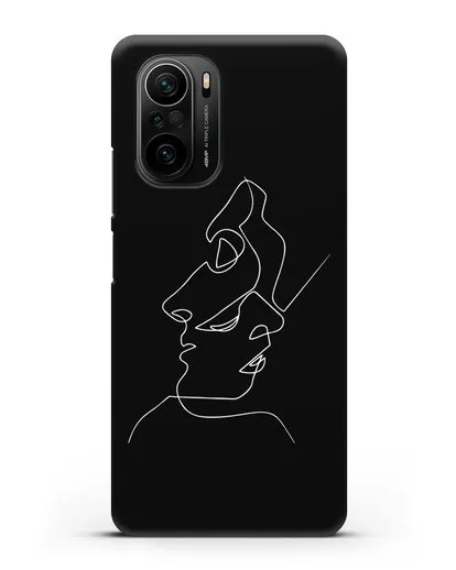 Чехол с рисунком одной линией Лица силиконовый для Xiaomi Poco F3 Pro