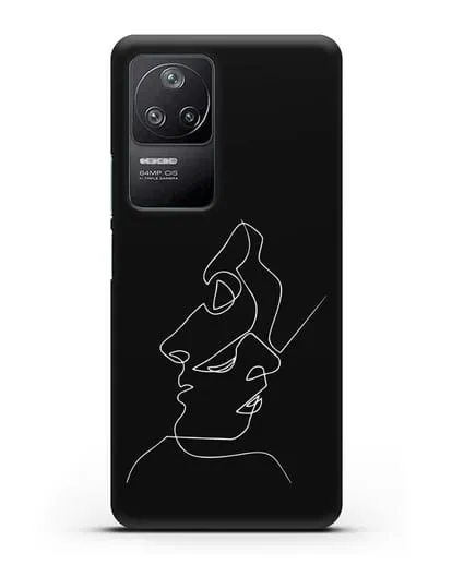 Чехол с рисунком одной линией Лица силиконовый для Xiaomi Poco F4