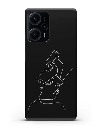 Чехол с рисунком одной линией Лица силиконовый для Xiaomi Poco F5