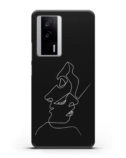 Чехол с рисунком одной линией Лица силиконовый для Xiaomi Poco F5 Pro
