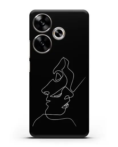 Чехол с рисунком одной линией Лица силиконовый для Xiaomi Poco F6