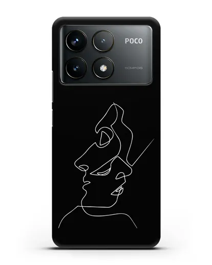 Чехол с рисунком одной линией Лица силиконовый для Xiaomi Poco F6 Pro