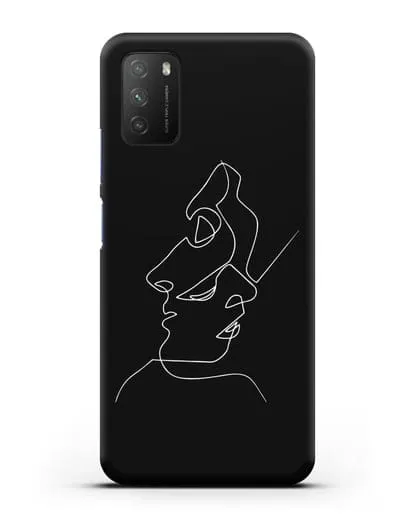 Чехол с рисунком одной линией Лица силиконовый для Xiaomi Poco M3