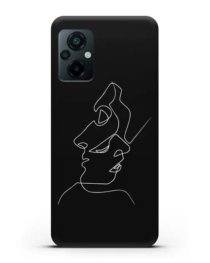 Чехол с рисунком одной линией Лица силиконовый для Xiaomi Poco M5