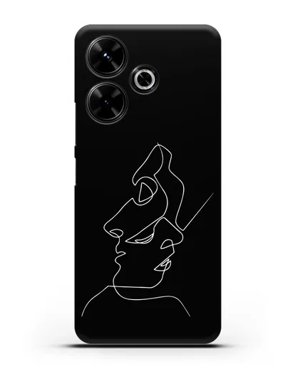 Чехол с рисунком одной линией Лица силиконовый для Xiaomi Poco M6