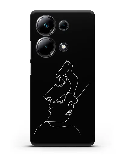 Чехол с рисунком одной линией Лица силиконовый для Xiaomi Poco M6 Pro