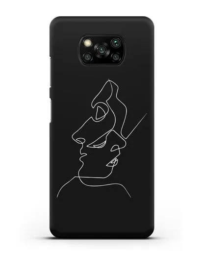 Чехол с рисунком одной линией Лица силиконовый для Xiaomi Poco X3