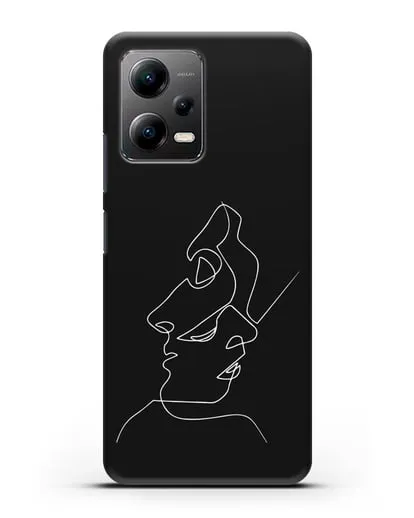 Чехол с рисунком одной линией Лица силиконовый для Xiaomi Poco X5