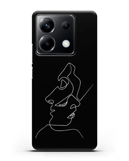 Чехол с рисунком одной линией Лица силиконовый для Xiaomi Poco X6